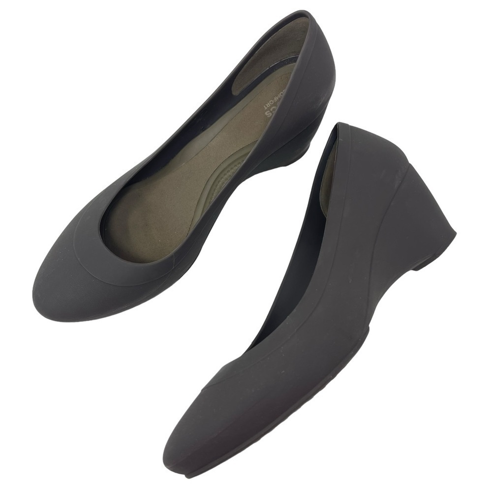 Crocs Women’s Size 9 Lina Wedge Matte Brown Dual Comfort Slip On Pumps Shoes